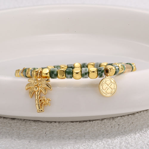 14K Gold-Plated Brass Palm Tree Bracelet featuring contemporary detailing