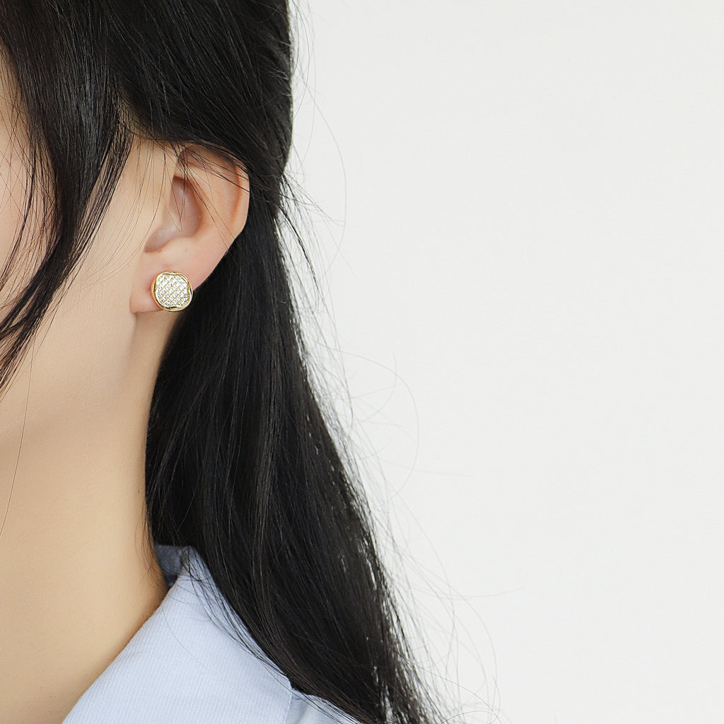 S925Silver Needle Fashion Micro Inlaid Four-Leaf Clover Earrings Simple Round Stud Earrings Jewelry