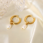 French Retro Earrings Pearl Circle Ear Clips Electroplated18k Gold-plated Earrings