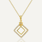SN0009 S925 Silver Hollow Quadrilateral Pendant Necklace