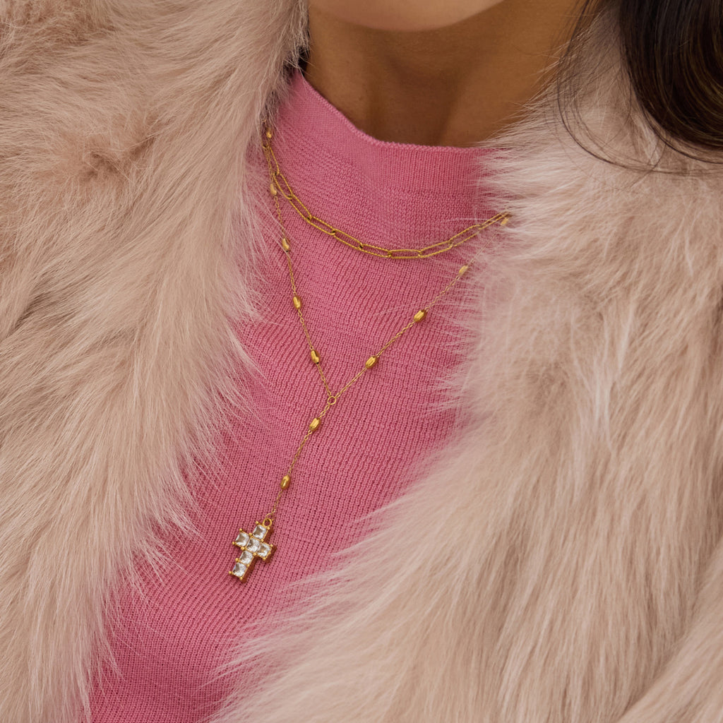 Stainless Steel Zircon y Long Chain Necklace Jewelry for Women Autumn Winter Sweater Chain