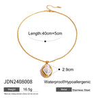 Stainless Steel Pearl Necklace Stud Earrings Exaggerated Ring18K gold Accessories