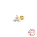 925 Sterling Silver Silver Geometric Triangle Diamond Threaded Earrings — collection product image 06