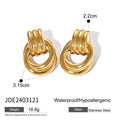 Gold-Tone Stainless Steel Hoop Earrings with Enamel Detail featuring enamel and a gold-tone finish