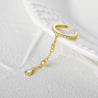 S925Sterling Silver Single Row Diamond Tassel Ear Clip Ear Buckle Earrings Korean Version No Piercing High-end Ear Clip Ear Jewelry for Women