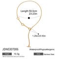 Gold-Plated Stainless Steel Lariat Necklace with Chain Detail — jewelry construction