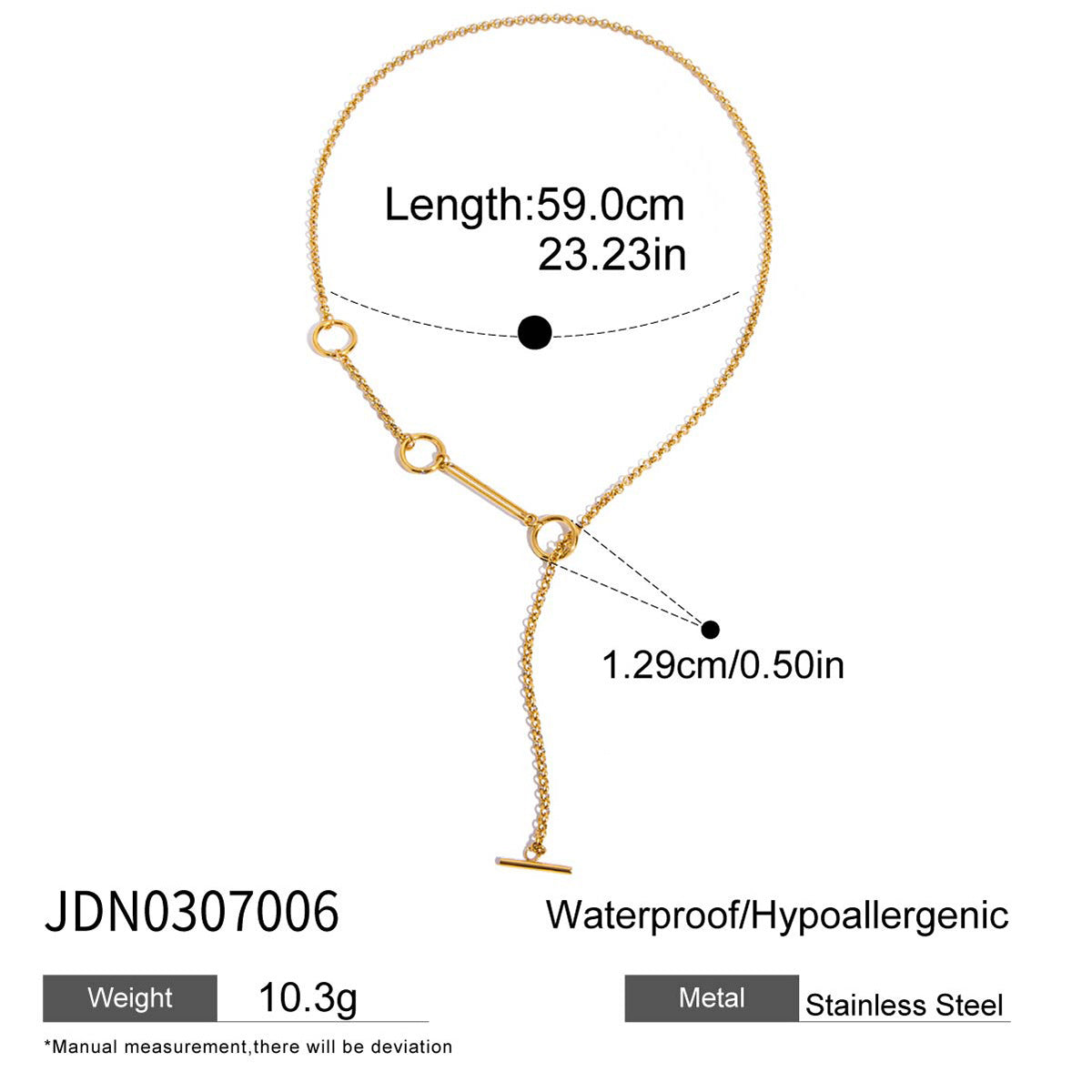 Women's Necklace Accessories OT Buckle Y Chain Link Stainless Steel Jewelry