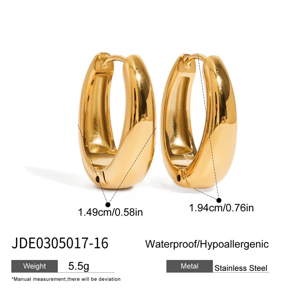 Stainless Steel Geometric Earrings Studs Non-Fading Ear Jewelry for Women