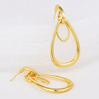 E0629 Elegant Fashion Geometric Hollow Large Teardrop Earrings for Women Copper Gold Plated Simple Smooth Earrings