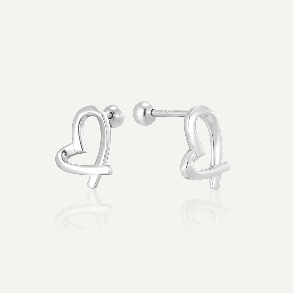 SE0160 S925Silver Plated White Gold Japanese and Korean Irregular Heart Smooth Earrings for Women