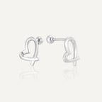 SE0160 S925Silver Plated White Gold Japanese and Korean Irregular Heart Smooth Earrings for Women