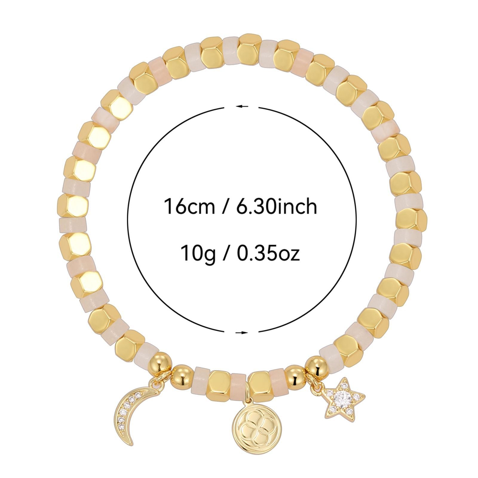 B0252 Milad Zircon Star and Moon Beaded Vintage Minimalist Fashion Bracelet