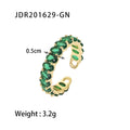 18K Gold-Plated Brass Oval CZ Adjustable Ring featuring cubic zirconia and a gold-tone finish — jewelry finish and design detail