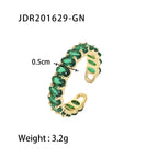 Women's Fashion Versatile Ring Plated18k Gold and Copper Inlaid Zircon Oval Adjustable Open Ring