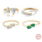 S925Sterling Silver Mini Water Drop Heart-Shaped Zircon Open Ring Hot-Selling Super Sparkling Diamond-Studded Index Finger Ring