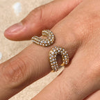 2H Stainless Steel Rhinestone Ring Non-Fading Jewelry Accessories for Women ring
