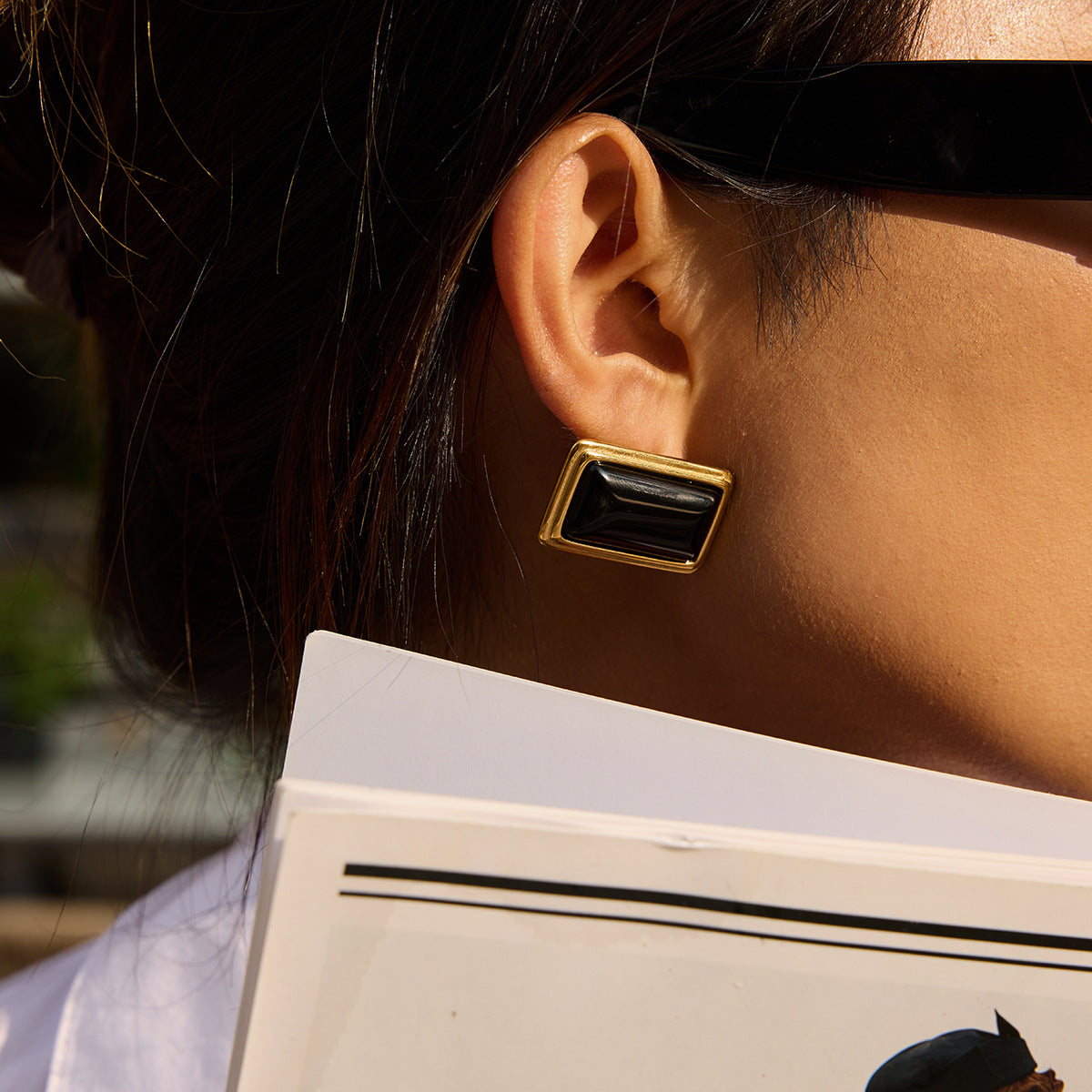 2H Agate Earrings Retro Earrings Stainless Steel 18k Ornament earrings