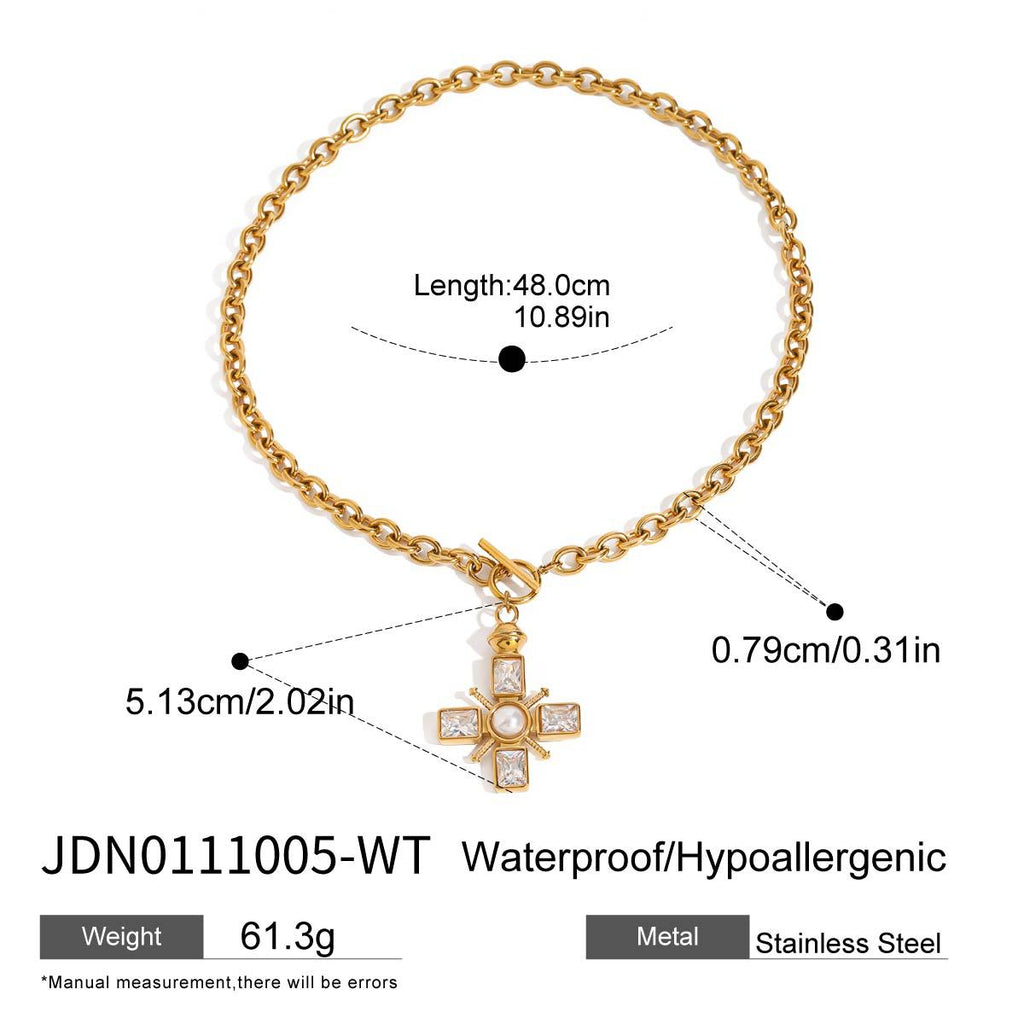2H Cross Necklace Non-Fading Jewelry Stainless Steel Accessories