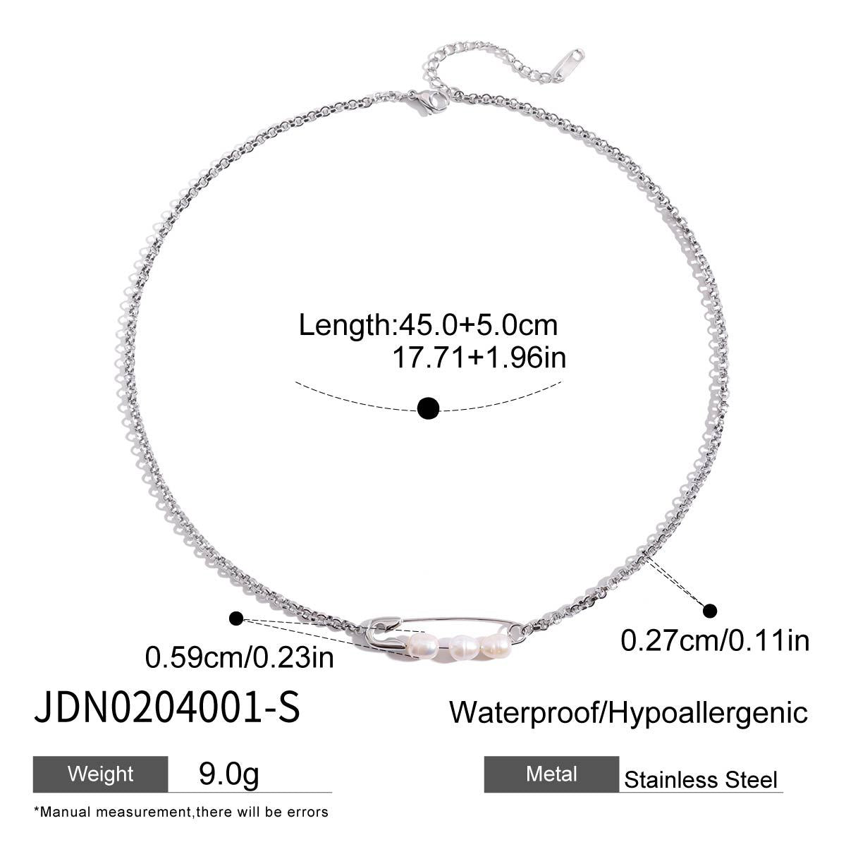 2H Paperclip Pearl Necklace Design Clavicle Chain Stainless Steel Jewelry