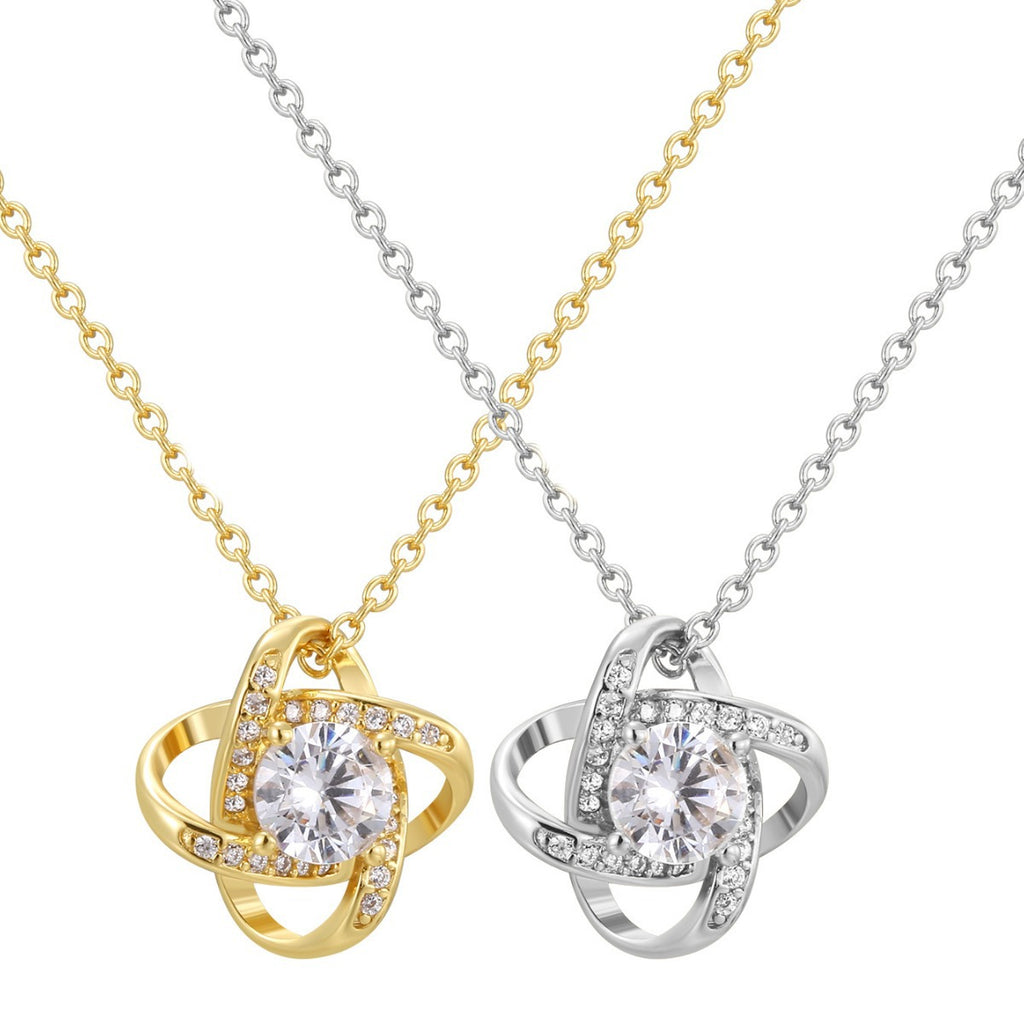 CYN0229 Eternal Heart Copper Necklace for Women with Design Sense Lucky Four-Leaf Clover Necklace