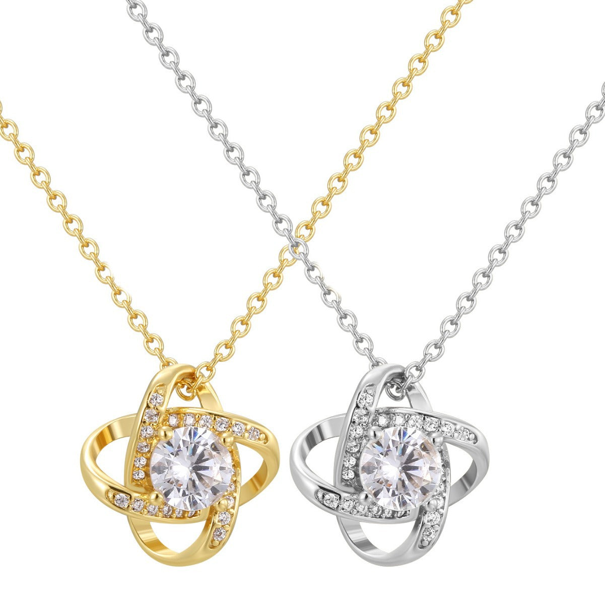 CYN0229 Eternal Heart Copper Necklace for Women with Design Sense Lucky Four-Leaf Clover Necklace