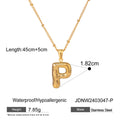 Gold-Plated Stainless Steel Initial Pendant Necklace — front detail — jewelry finish and design detail