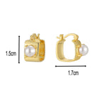 Gold-Plated Brass Shell Pearl Ear Cuff Earrings with pearl design details