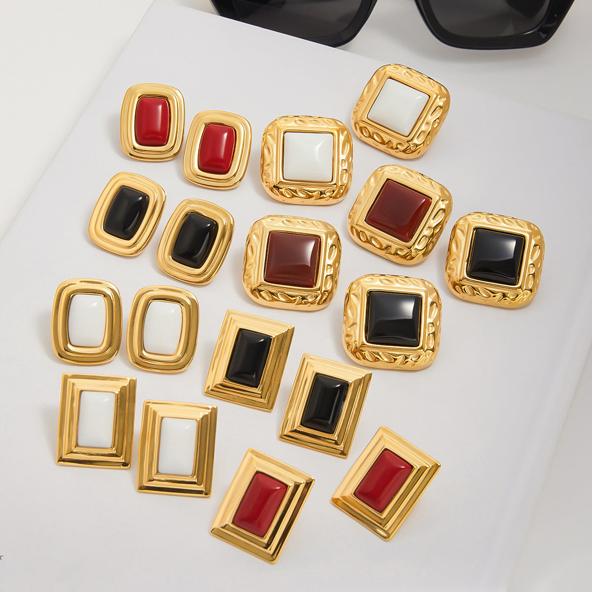 Stainless Steel Agate Stud Earrings for Women, Non-Fading Earrings Jewelry