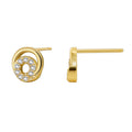 Gold-Plated Brass Minimalist CZ Earrings with Cubic zirconia Detail in a gold-tone brass finish