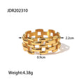 Openwork Open Stainless Steel Ring in 18K Gold-Tone with a adjustable design profile