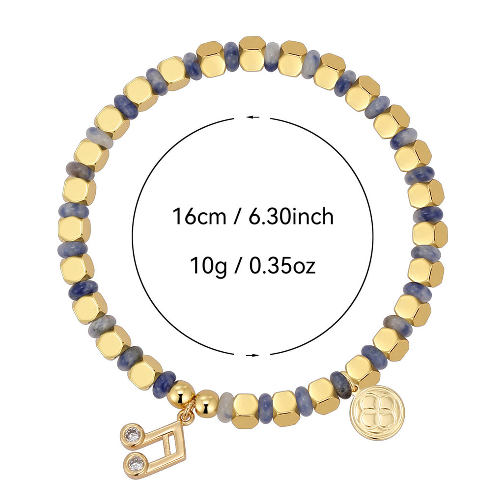 B0302 Vintage Fashion Lefu Inlaid Zircon Bracelet Blue Point Quartz Trendy Beaded