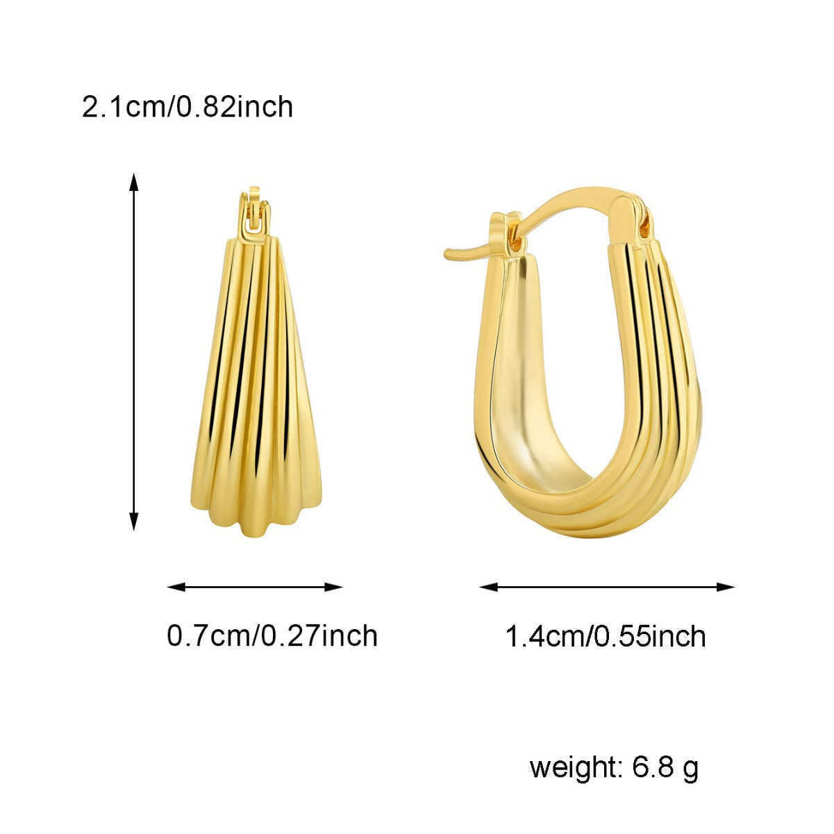 E0526 Geometric Twisted Lines Glossy Earrings for Women Brass Gold Plated Vintage Minimalist Style Ear Cuffs