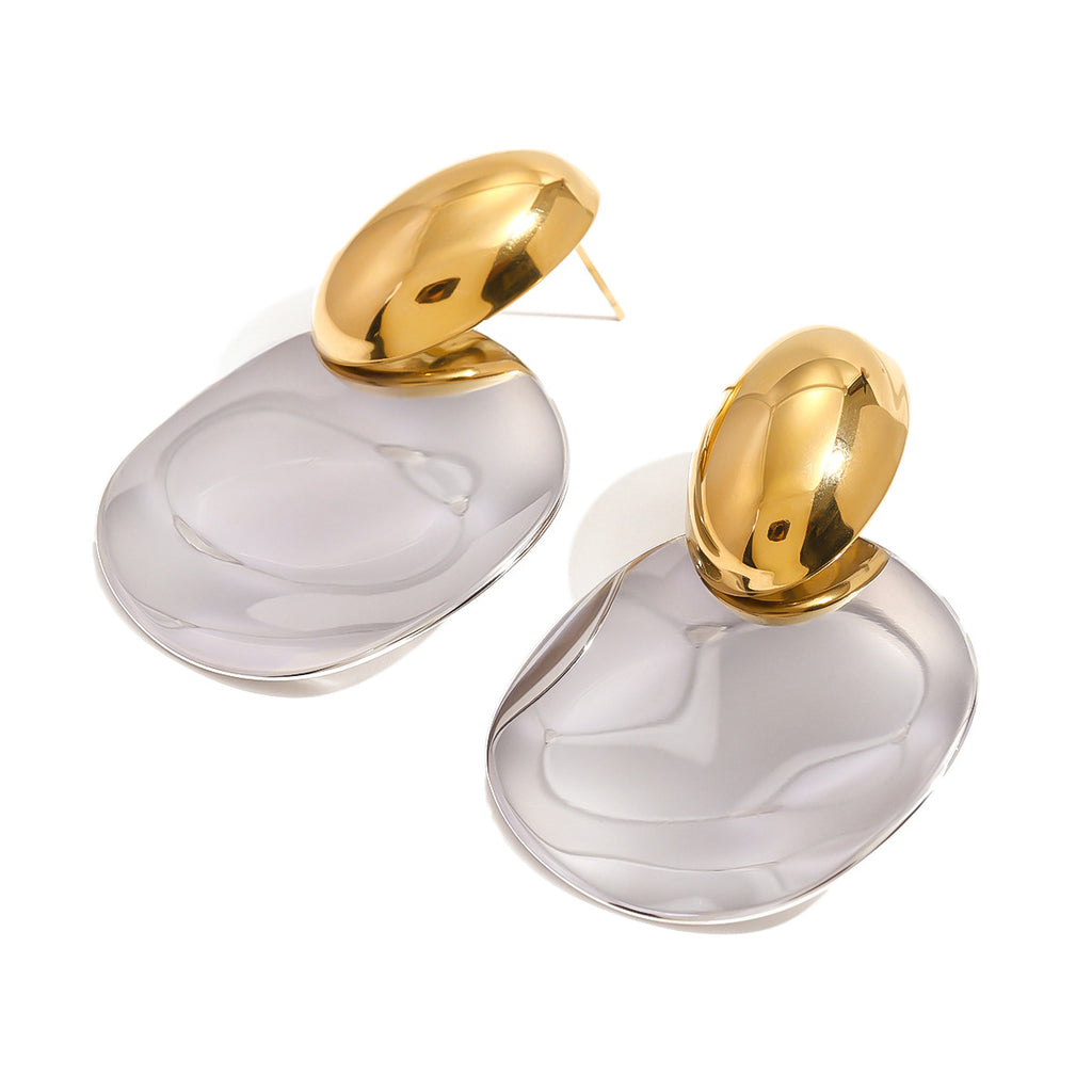 2H Stainless Steel Color Block Exaggerated Earrings Studs Jewelry Accessories earrings