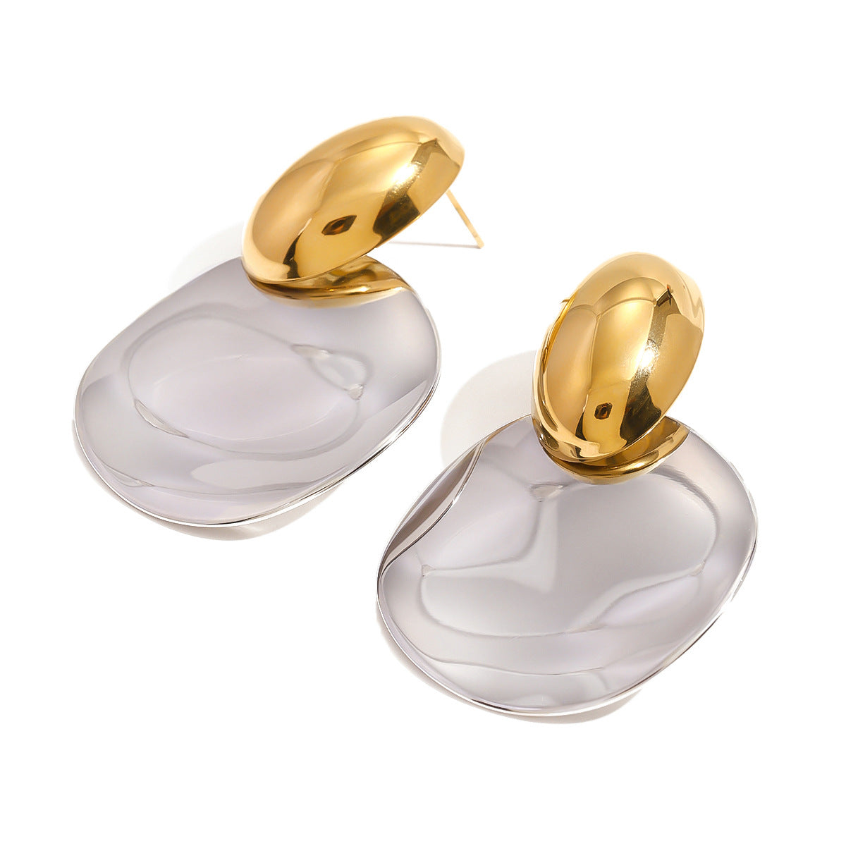 2H Stainless Steel Color Block Exaggerated Earrings Studs Jewelry Accessories earrings