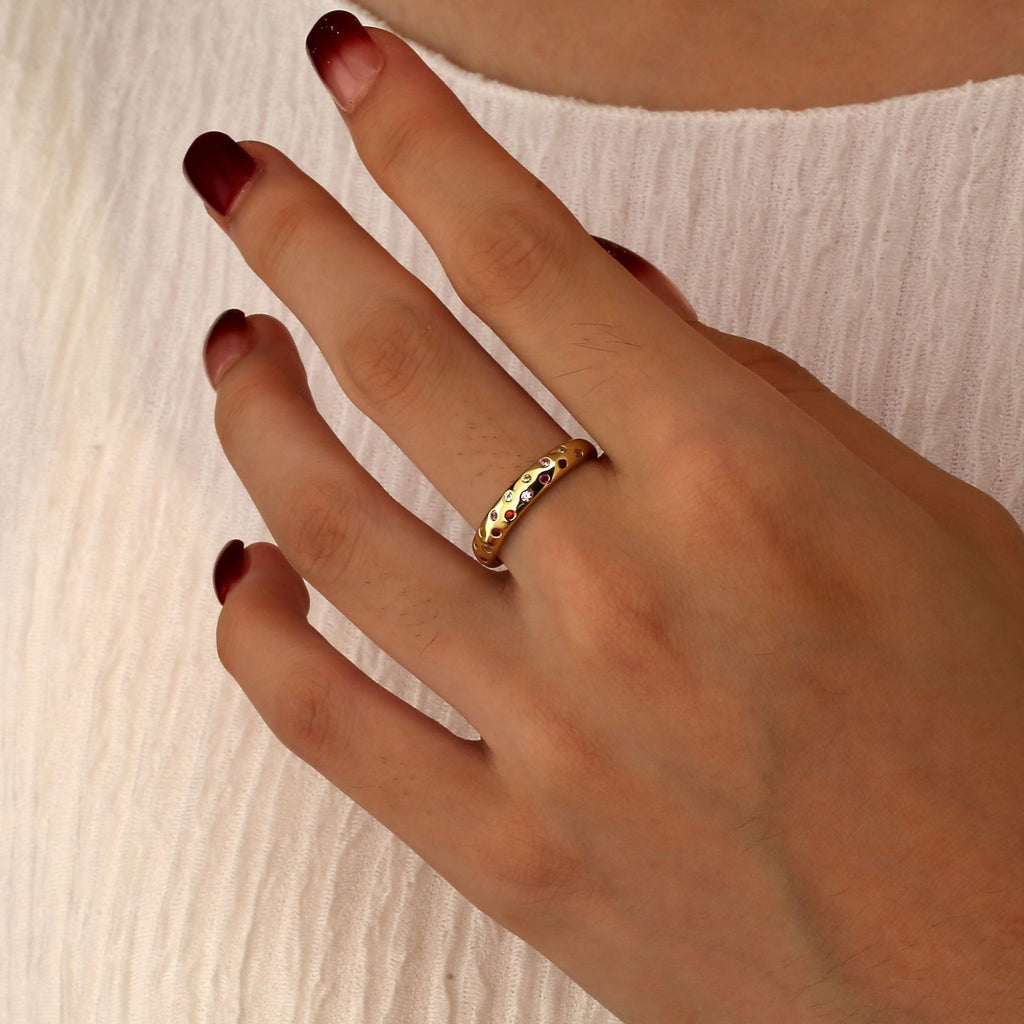 SR0053 S925Silver Simple Exquisite Plain Zircon Ring for Women Trendy