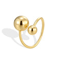 Gold-Plated Brass Beaded Round Adjustable Ring with a asymmetric design profile — jewelry finish and design detail