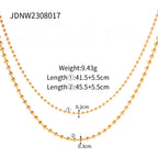 2H2025New style necklace stainless steel temperament18k Gold Stainless Steel Large Round Beads Small Round Beads Double Layer Necklace Jewelry