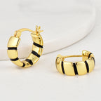 E0686 Minimalist Cool Style Threaded Black Epoxy Earrings for Women Fashion Hoop Earrings