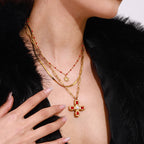 2H Cross Pearl Necklace Jewelry Non-Fading Stainless Steel Accessories