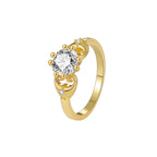 R0359 Simple Design Zircon Ring for Women, Copper Plated with Real Gold, Fashionable Ring