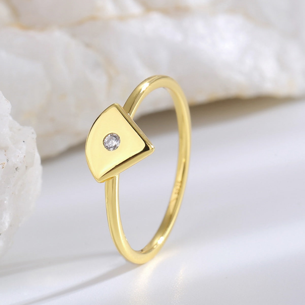SR0023 S925Silver Geometric Triangle Ring Female Design casual Single Ring