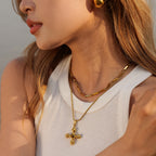 Fashionable Jewelry Necklace18K Gold-plated Stainless Steel Cross Combination Pendant Necklace for Women