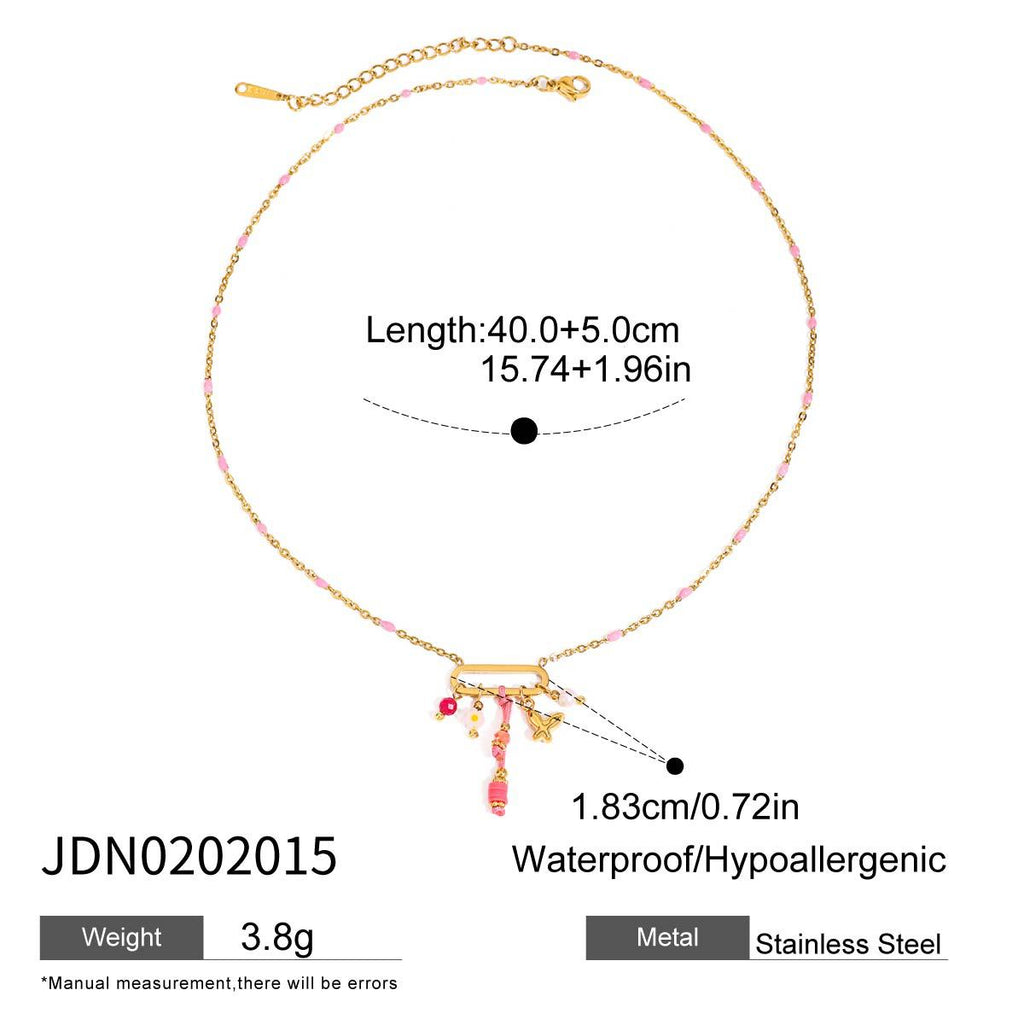 Stainless Steel Zircon Heart Necklace Choker Non-Fading Jewelry for Women