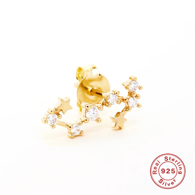 Crystal-Set Star Stud 925 Sterling Silver Earrings — jewelry design view 13