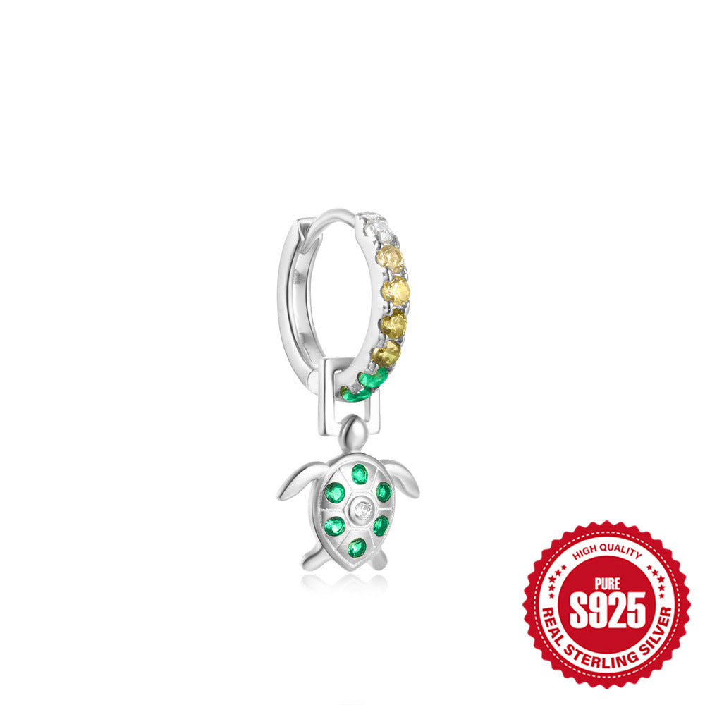 925Sterling Silver Inlaid Diamond Animal Goldfish Pendant Hoop Earrings Hot-Selling Heart Lightning Earrings for Women