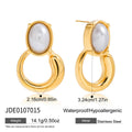 Pearl Stainless Steel Stud Earrings in Gold-Plated — Thoughtful Design — alternate product view — jewelry finish and design detail