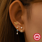 New S925Silver Moon Star Pendant Earrings Twist Ball Threaded Ear Bone Studs Hot Selling Cartilage Piercing Jewelry