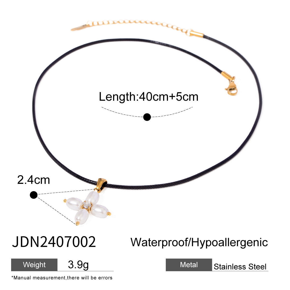 Black Rope Necklace Design Sense Collarbone Chain Non-Fading Stainless Steel Jewelry