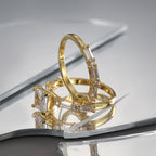 R0531 Fashion Small Zirconia Ring for Women Brass Gold-Plated Simple Set Ring