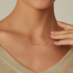 S925 Silver Gold Curve Necklace Two Tone Everyday Pendant